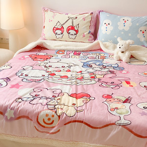 
Toyama Store x Oli Frog Cream Angel Series Fleece Blanket Imitation Lamb Fleece Warm Blanket Sofa Casual Blanket