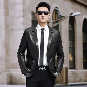 
Source autumn and winter new genuine leather jacket men's goatskin suit high-end casual Haining fur jacket suit