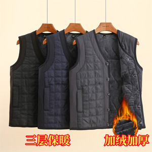 
Middle-aged and elderly men's cotton vest men's winter new velvet thickened vest dad warm vest grandpa inner wear cotton jacket top