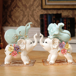 Gourd Elephant Figurine, Creative Ceramic Living Room Tv Cabinet, Wine Cabinet, Light Luxury, Wealth-Attracting Decoration, Housewarming Gift