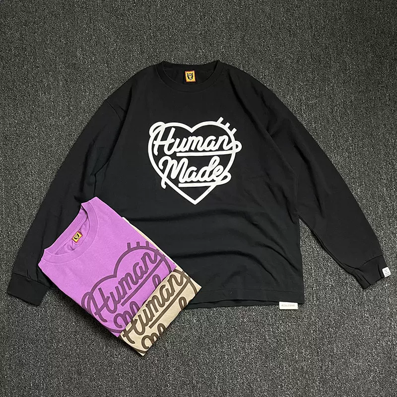 WCIB现货HUMAN MADE Heart L/S T-shirt爱心纯棉长袖T恤多色#2408-Taobao