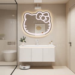 Waterproof Honeycomb Aluminum Ceramic Integrated Basin Bathroom Cabinet Combination Toilet Washbasin Bathroom Cabinet Bear Mirror Washbasin