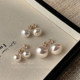 Shijia steamed bun pink pearl earrings for women 925 silver needle light luxury temperament earrings 2025 new niche earrings