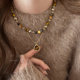 Retro tiger eye stone natural stone beaded necklace set for women new light luxury fashion clavicle chain temperament sweater chain