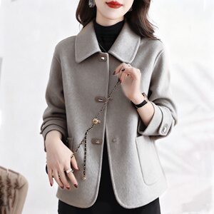 Short -sided double -sided velvet coat coat, stylish loose autumn and winter new small wool woolen woolen woolen

