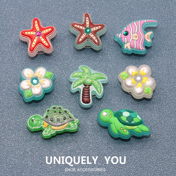 
New Crocs Shoes Accessories Shoe Flowers Adapted to Crocs Shoes Decorative Accessories Shiny Animal and Plant Combination Shoe Buckle