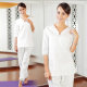Kangyi Yaichun Summer Summer White Cotton and Mahoga Yoga suit Set female Kundarini Yoga Server Zen Xiu Shi 513
