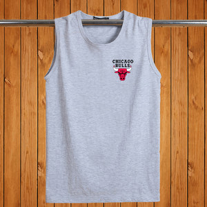 Pure cotton vest men's summer sports men's sleeveless T -shirt round neck breathable skirt wide -shoulder cross -column youth loose
