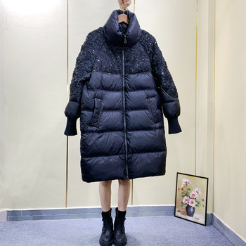 Ouwei Duo down jacket thick loose inlaid diamond embroidery
