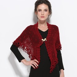 New Autumn and Winter Handmade Original Wool Yarn Triangular Shawl Solid Color Lace Women's Thin Scarf Dual-Use