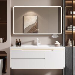 New Minimalist Ceramic Integrated Basin Bathroom Cabinet Combination Washbasin Sink Vanity Unit