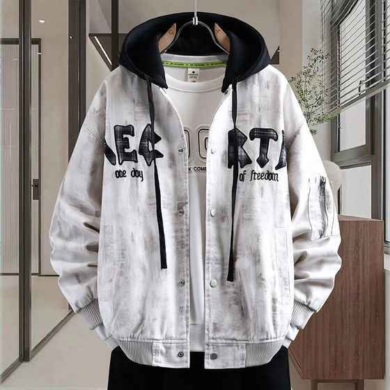 
Denim jacket men's spring and autumn 2026 new youth trendy hooded top men's trendy brand casual jacket