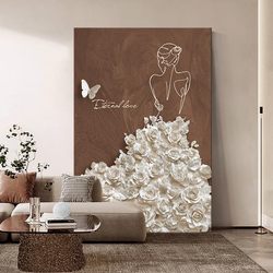 High-End Living Room Floor-Standing Decorative Painting with Embossed Three-Dimensional Texture for Sofa Background Wall, Featuring a Figure (Bai)
