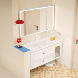 Bathroom Cabinet Dopamine Solid Wood Bathroom Fresh Ceramic Integrated Basin Cabinet Combination Smart Bathroom Cabinet Washbasin