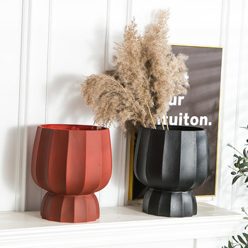 Nordic magnesium cement flowerpot light luxury floor-standing