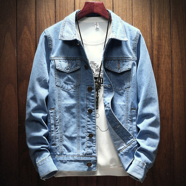 Spring and Autumn Men's Light Color Denim Jacket Korean Style Slim ...