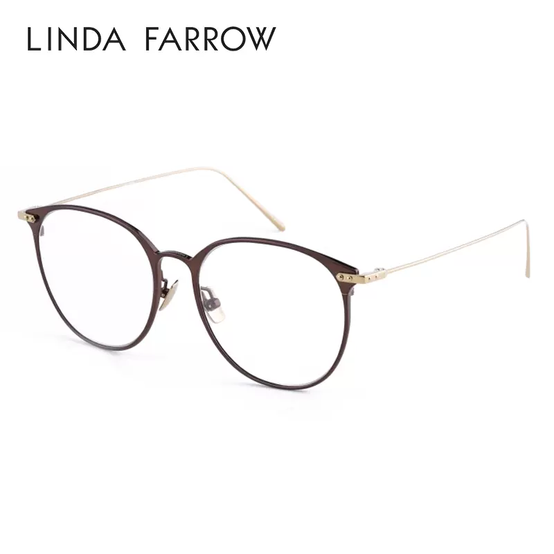 LINDA FARROW琳达法罗眼镜框女复古圆钛金属LF45A近视镜架男LF46A-Taobao
