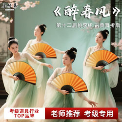 Drunk in the Spring Breeze Dance Folding Fan Chinese Fan Ancient Style Double-Sided Special Silk Cloth Gradient Classical Dance Peach and Plum Cup Props