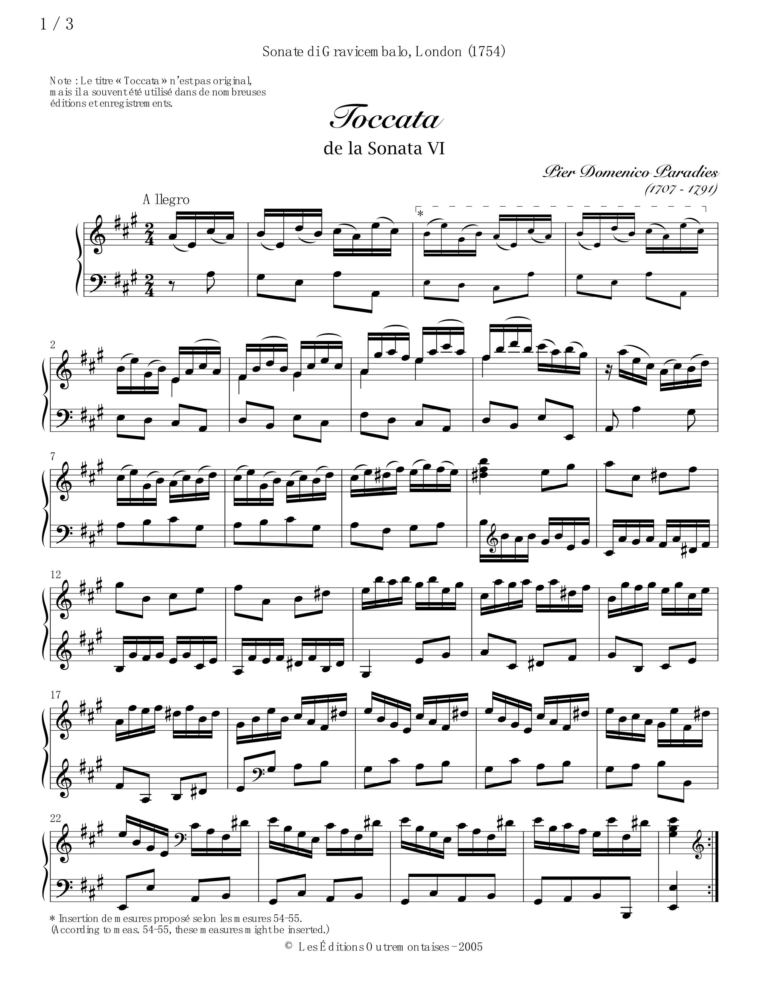 帕拉迪西 toccata托卡塔 选自羽管键琴第6奏鸣曲 p