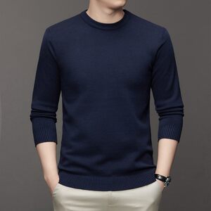 
Autumn and winter new solid color round neck woolen sweaters, versatile men's sweaters, young and middle-aged men's bottoming sweaters, sweaters
