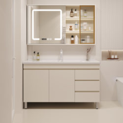 New Bathroom Cabinet Combination with Integrated Ceramic Basin, Modern Minimalist Washbasin, Bathroom Sink, Floor-Standing