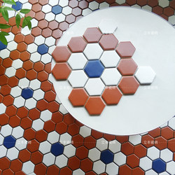Nordic Colored Ceramic Hexagonal Mosaic Tiles for Kitchen, Bathroom, Non-Slip Floor Tiles for Balcony, Shop, and Home Decoration