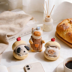 Yifang Cat Kiln Cute Kitten and Puppy Ceramic Ornaments Diffuser Stone Creative Desktop Decorations Creative Gifts