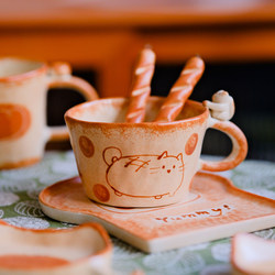 Yifang Ceramic Coffee Cup Jingdezhen Maomao Kiln Handmade Cute Cat Mug Good-Looking Cup Creative Tableware