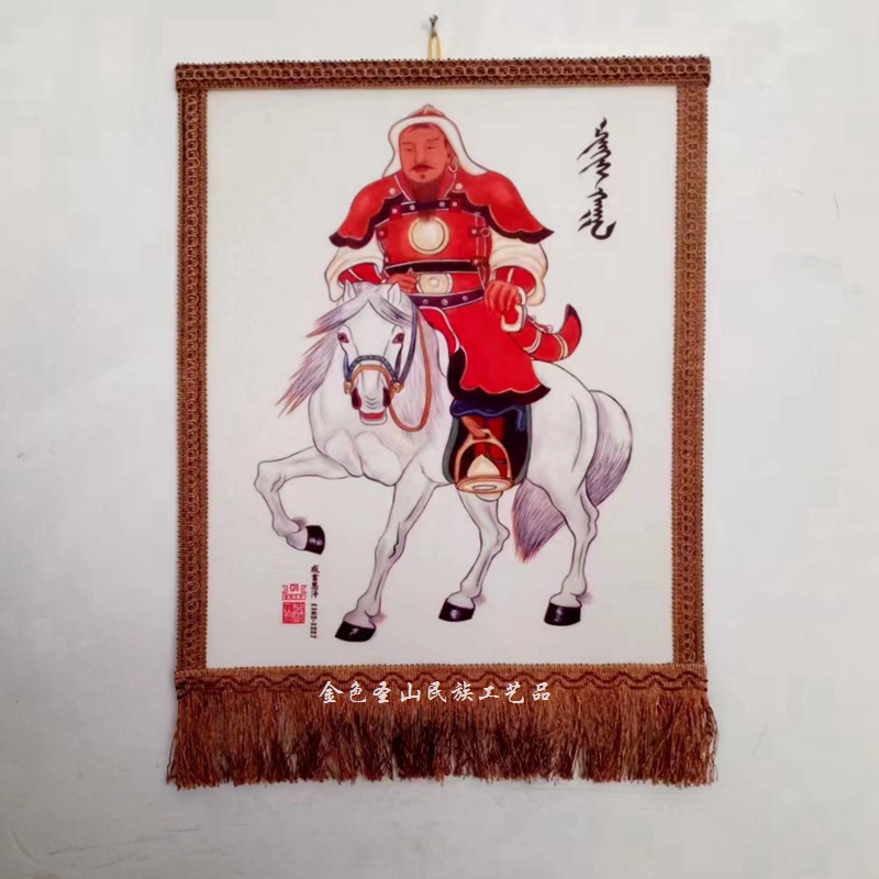 モンゴルフェルト チンギスハーンの絵画 - ウールフェルトの壁飾り