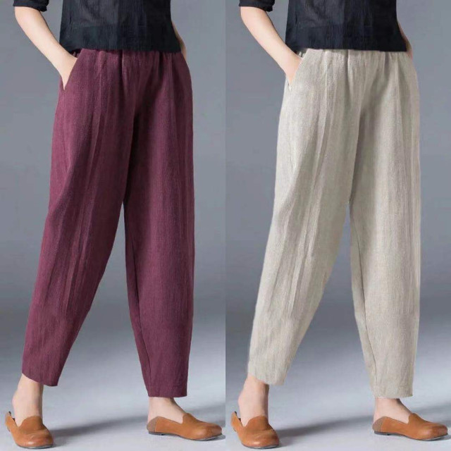 Pure cotton wide-leg pants for women in summer 2025 loose large size white harem pants slim and casual black nine-point bloomers
