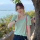 Longmei’s green V-neck modal short-sleeved T-shirt for women’s 2025 summer new loose and beautiful top