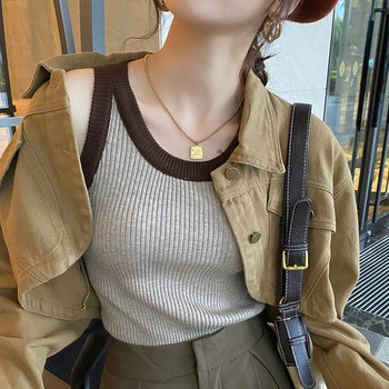 Knitted vest women's inner wear 2025 summer and autumn new design, secondary breasts, base small suspender top, wear outside