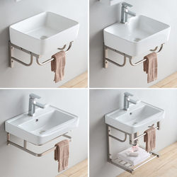 Simple Wall-Mounted Washbasin for Balcony, Integrated Ceramic Basin, Single Basin Wash Basin, Small Apartment Bathroom Washbasin