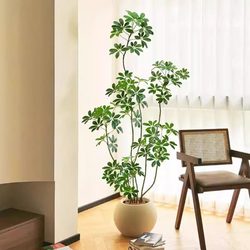 Simulated Green Plants, High-End Light Luxury, Bionic Duck Foot Wood, Indoor Living Room Sofa Side, Large Potted Plants, Floor-Standing Fake Plants