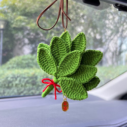 Finished Pomelo Leaf Hand-Woven Car Rearview Mirror Interior Hanging Ornament DIY Gift for Friends and Teachers during Holidays