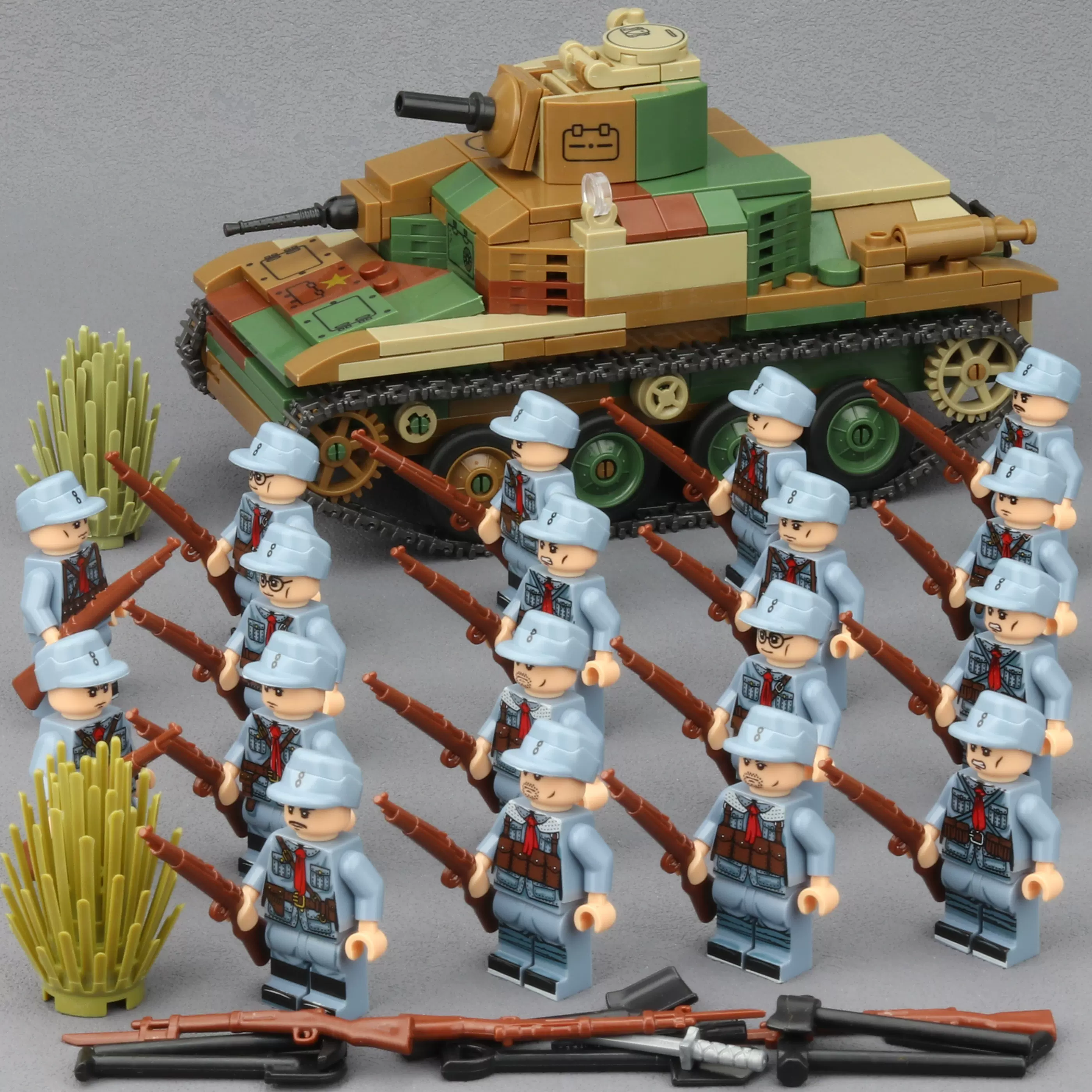 二战士兵人适用于乐高装甲车积木德军拼装八路军坦克炮车模型玩具