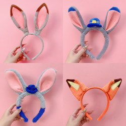 Zootopia Nick Fox Headband Cute Judy Hopps Police Officer Ears Hairpin Amusement Park Photo Props Hair Accessories