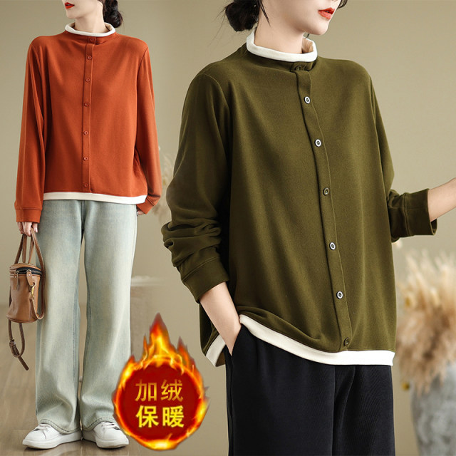 New autumn and winter single-breasted turtleneck long-sleeved T-shirt for women's thermal inner wear plus velvet base shirt good quality soft
