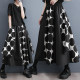 Discounted summer new loose dark solid color large polka dots personalized matching piece splicing casual versatile skirt umbrella skirt
