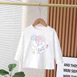 Autumn Children's T-Shirts for Boys and Girls, Casual Pure Cotton Long-Sleeved Base Shirts, Toddler Baby Spring Shirts, Tops