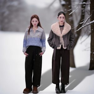 
Xinyi Exclusive-Autumn and Winter New Women's Thickened and Velvet Woolen Cloud Pants XX2526