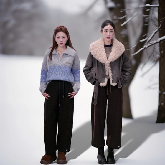 
Xinyi Exclusive-Autumn and Winter New Women's Thickened and Velvet Woolen Cloud Pants XX2526