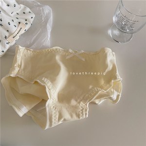Comfortable, comfortable, comfortable cotton wood ear ear, high waist thin, solid color triangular hip underwear