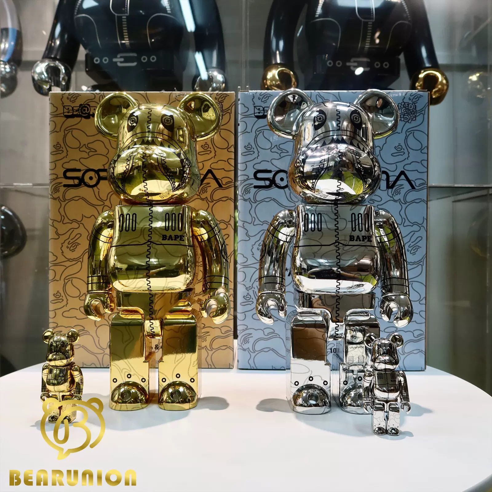 Bearbrick 400% 100% 空山基BAPE SORAYAMA BE@BRICK 金色銀色-Taobao