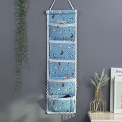  Cartoon Multi-Layer Cotton and Linen Storage Bags, Wall-Mounted Behind-The-Door Hanging Bags, Cute Children's Room Miscellaneous Bags, Organizing Bags, Fabric Art