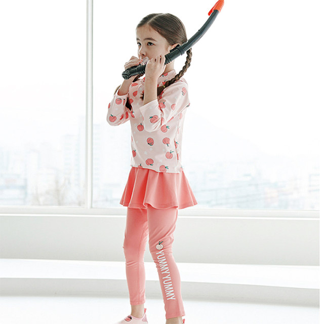 2025 new children's swimsuit split long-sleeved trousers girl's baby sun protection quick-drying skirt swimsuit