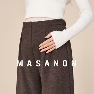 MASANON孕妇裤冬外穿加厚仿羊绒保暖裤孕早期小个子加绒阔腿裤子
