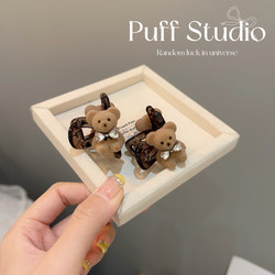 Korean Dongdaemun New Cute Bear Bangs Clip Hairpin for Women, High-End Cartoon Clip