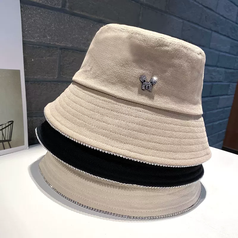 韩国水钻渔夫帽女夏遮脸休闲逛街百搭显肤白帽子