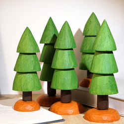 Handmade Wooden Carving Small Tree Ornament, Cute Desk Decoration, Home Creative Healing Decor